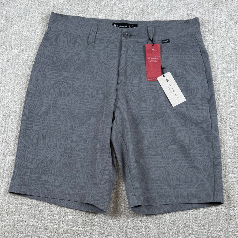 NEW Travis Mathew Mens 30 Gray Beck Tropical Floral 10" Performance Golf Shorts